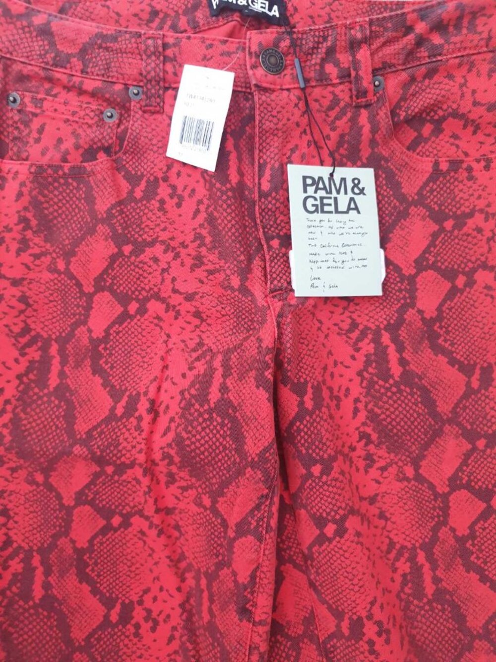 Pam & Gela Mid Rise Slim Crop Snake Skin Jeans Fashion Women Girls Size 27
